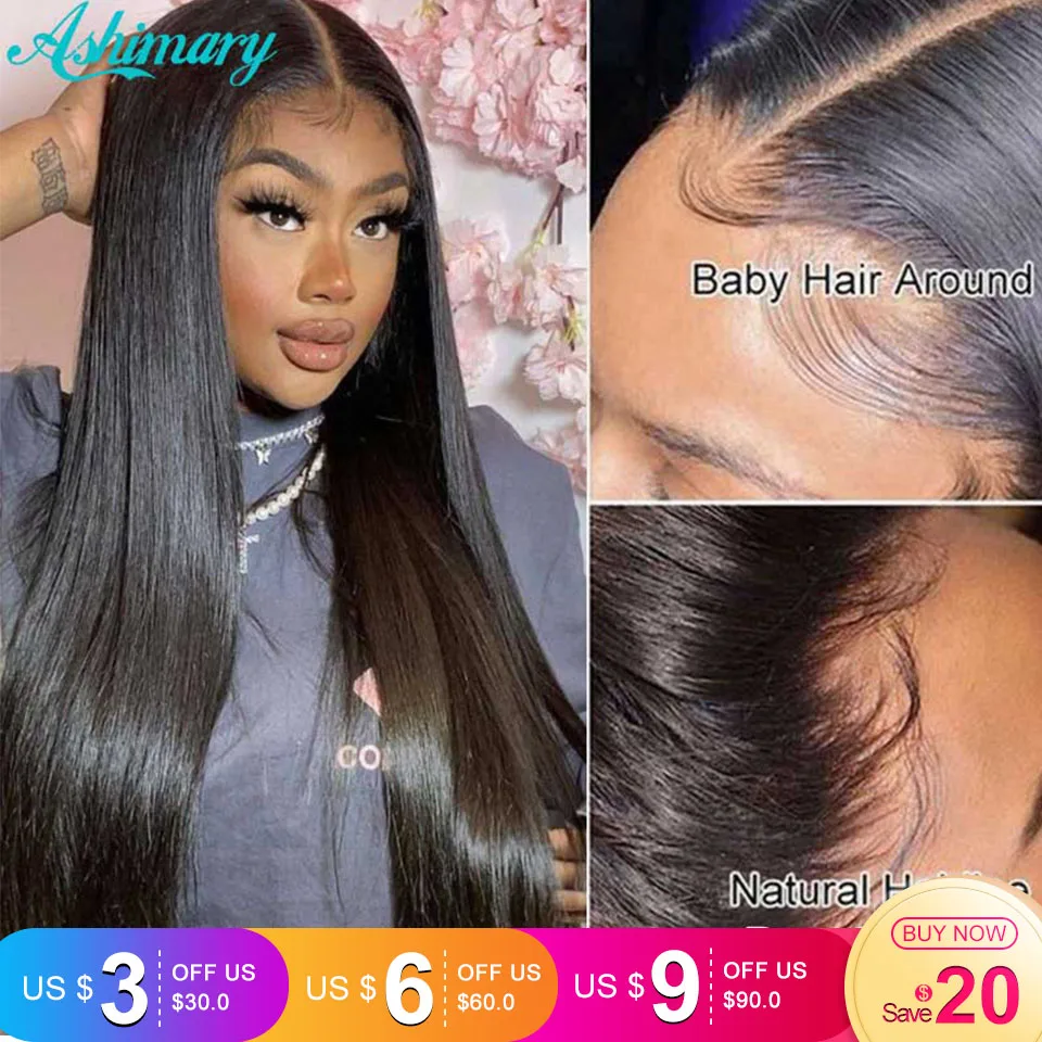 30inch Straight Hd Lace Frontal Wig For Women Human Hair 13x6 Hd Lace Front Wig Pre Plucked 360 Frontal Human Hair Wigs Ashimary