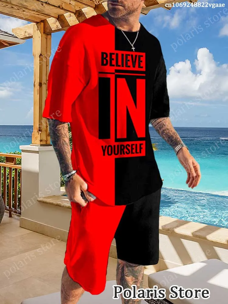 Спортивный костюм мужской из 2 предметов футболка и шорты в - Цена: 775.15