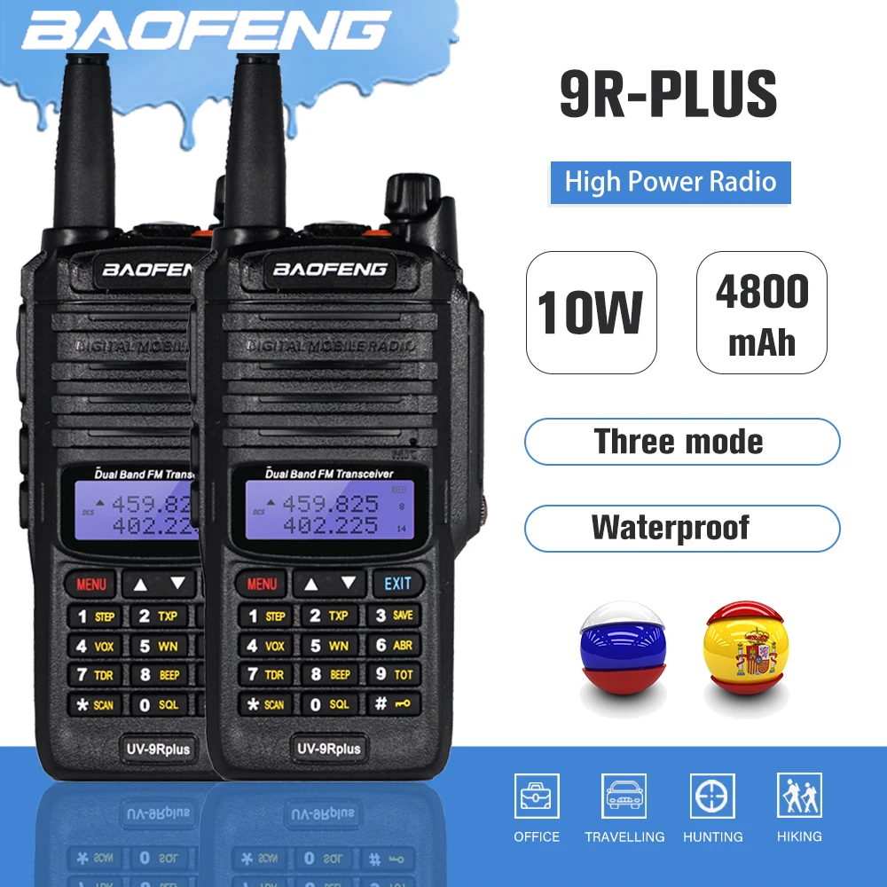 

1/2pcs Waterproof Walkie Talkie UV-9R Plus 10W 4800mAh 10KM Long Range Travel Two Way Radio Dual Band VHF UHF Ham Radio Station