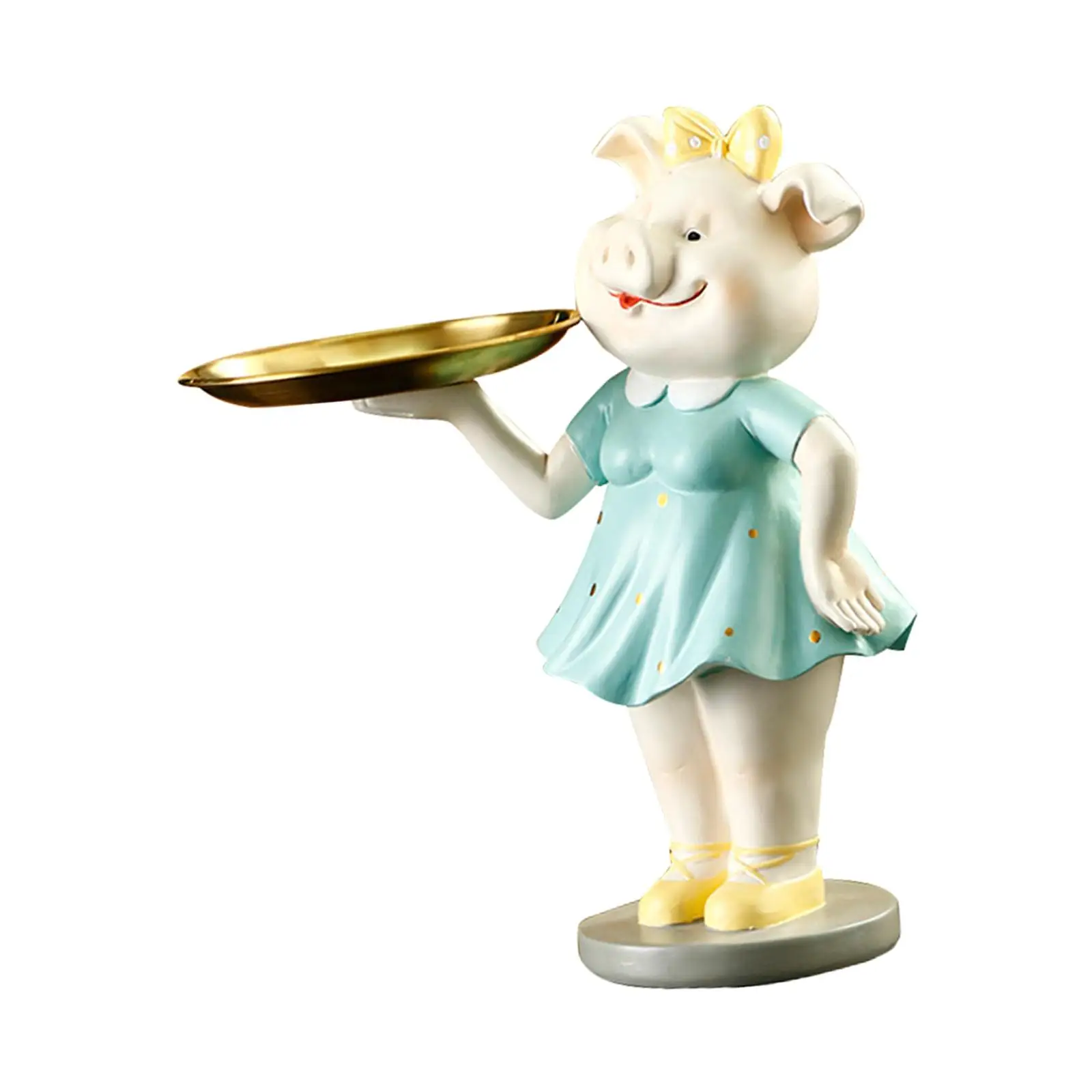 

Piglet Statue with Tray Table Organizer Versatile Animal Sculpture Storage Tray for Restaurant Desk Cafe Countertop Living Room