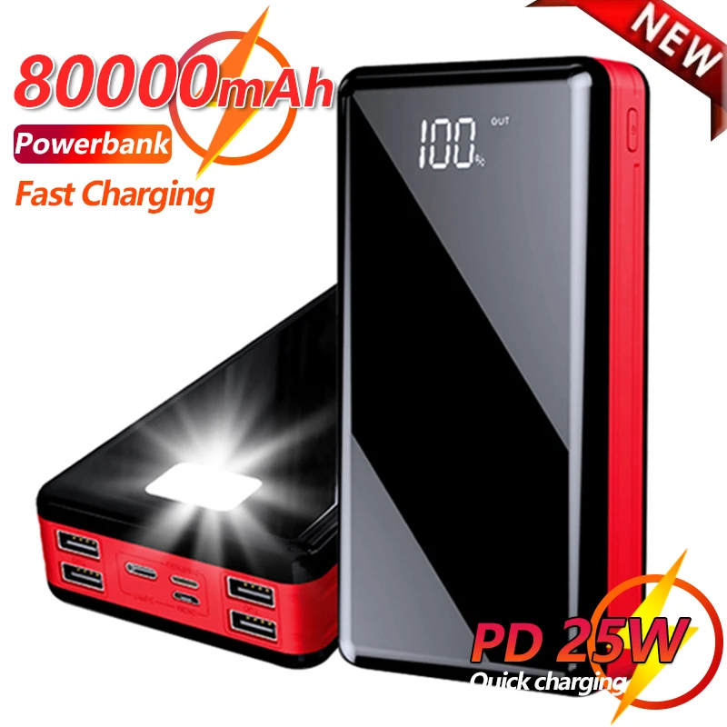 

80000mAh Mobile Power Bank with LED Digital Display 4 USB Portable Charger Powerbank External Battery for Xiaomi Samsung IPhone