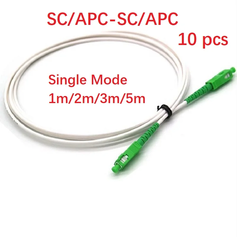 

10pcs 1m/2m/3m/5m SC/APC Single Mode FTTH G652D SX Core 3.0mm Milky White LSZH Jacket Fiber Optic Patch Cord