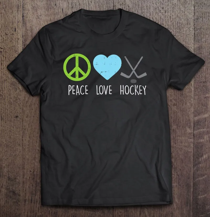 

Футболка унисекс с надписью «Peace Love», «Хоккей с шайбой»