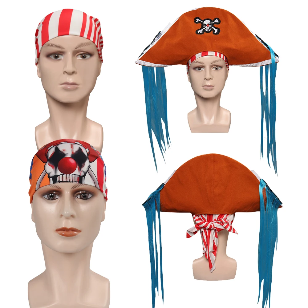 

Цельнокроеная Багги Пиратская шапка для косплея головной убор для мужчин и женщин для ролевых игр Фэнтези Хэллоуин Карнавальный костюм аксессуары