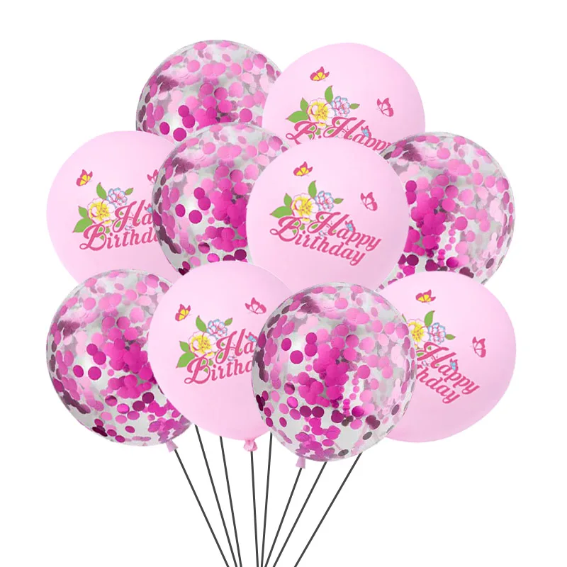 

12pcs 12inch Flamingo Butterfly Happy Birthday Latex Balloons Hawaiian Summer Party Wedding Decorations DIY Decor Helium Ballons