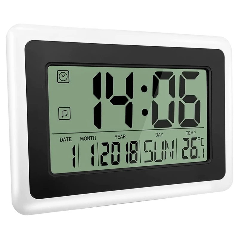 Large Alarm Clock With Calendar & Temperature With Extra Large Digits Easy To Read And Set