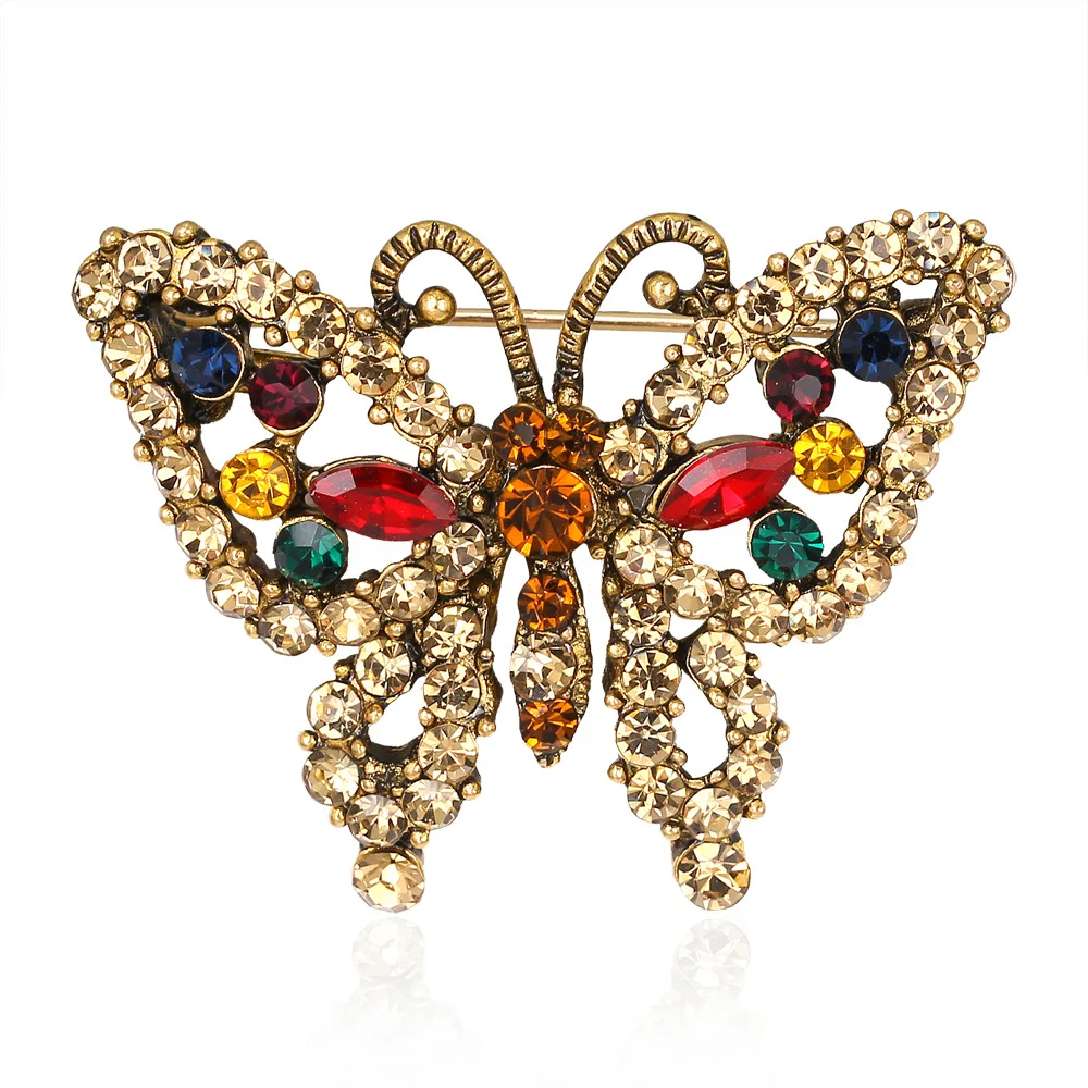 

TULX Rhinestone Butterfly Brooches For Women Sparkling Crystal Flying Insects Party Office Brooch Pin Vintage Coat Accessories