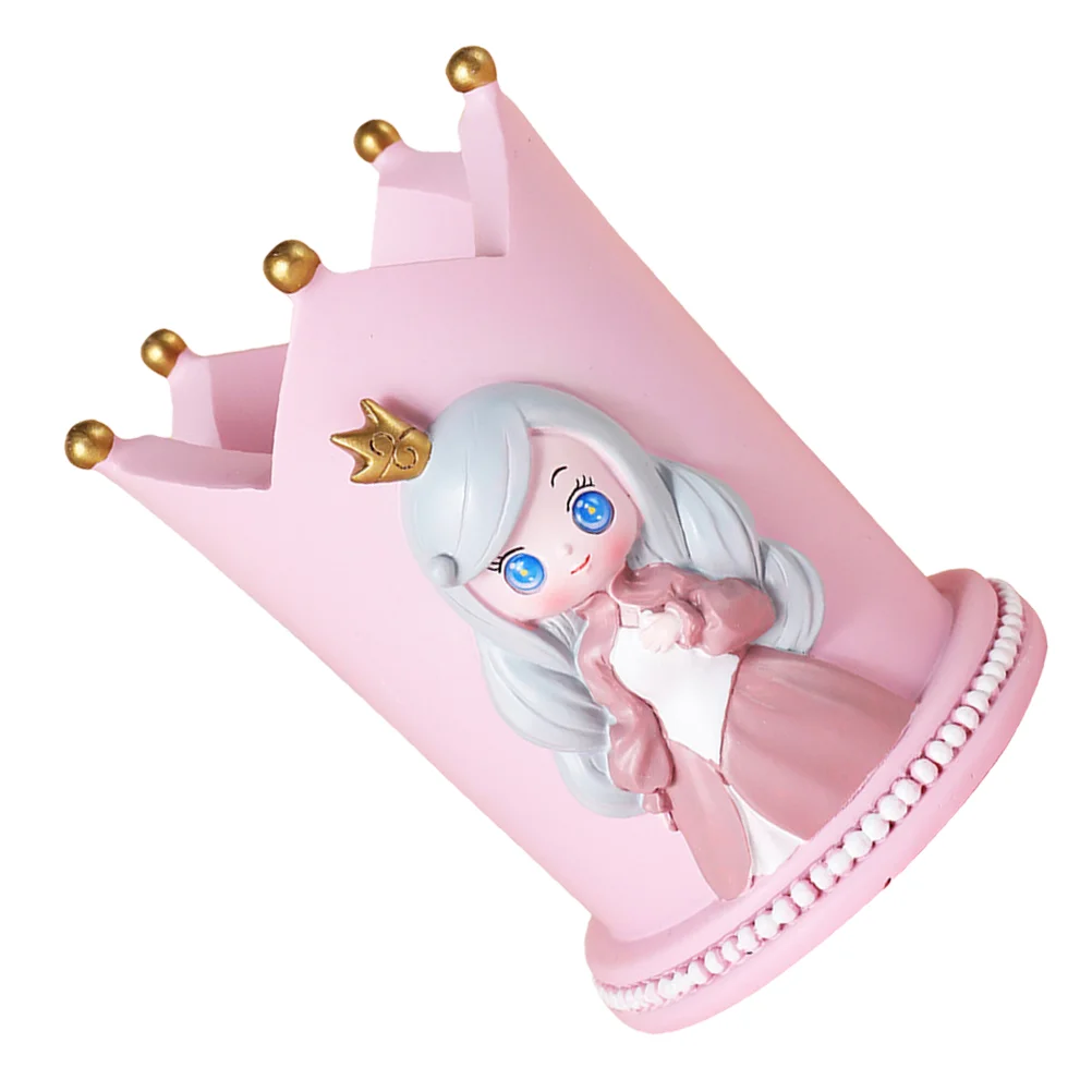 

Desktop Pen Holder Girls Pencil Holder Resin Cartoon Stationery Container