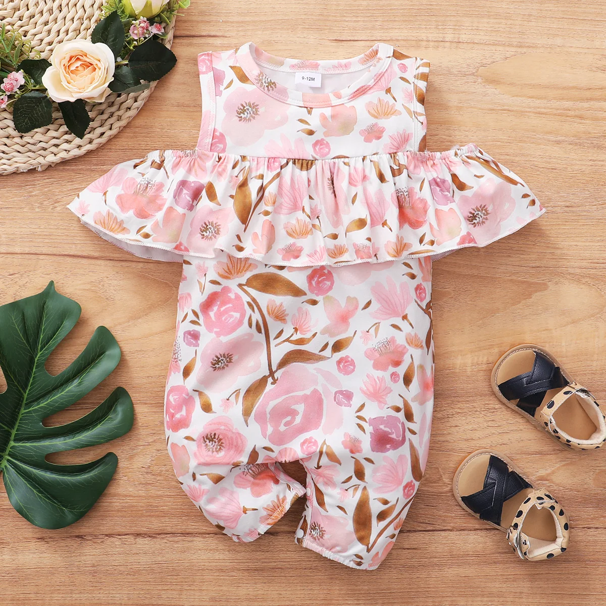 

kids cheap costume clothesGirls' spring autumn new children's sleeveless floral print Jumpsuit