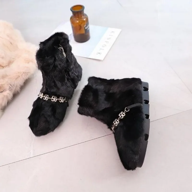 Женские модные зимние ботинки на низком каблуке новые с круглой головкой