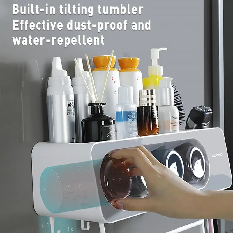 

Toothbrush Holder Easy To Install Inverted Toothpaste Squeezer Storage Rack Wall Mount Punch-free Bath Toothbrush Rack Baño