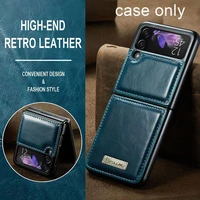 precise cutout leather folding case for samsung galaxy z flip 3 5g flip3 shockproof protection phone cover