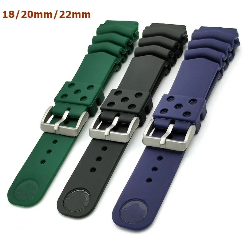 Silicone Watch Strap for Seiko PROSPEX Black Monster Waterproof Rubber Sport Watch Bracelet for Men Women 18mm 20 22mm