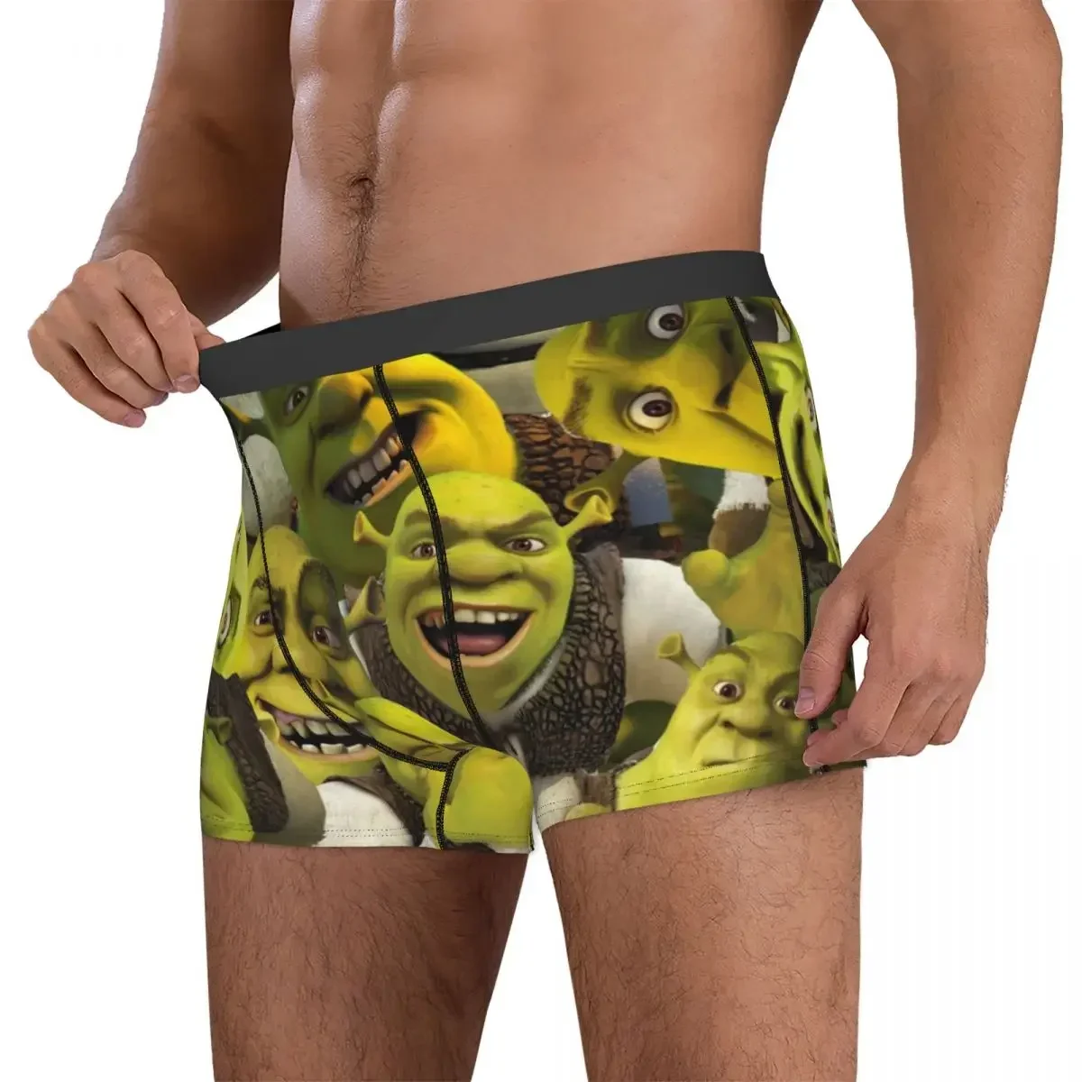 Boxer Underpants Shorts Shrek Collage Panties Men's Breathable Underwear for Homme Man Boyfriend Gifts