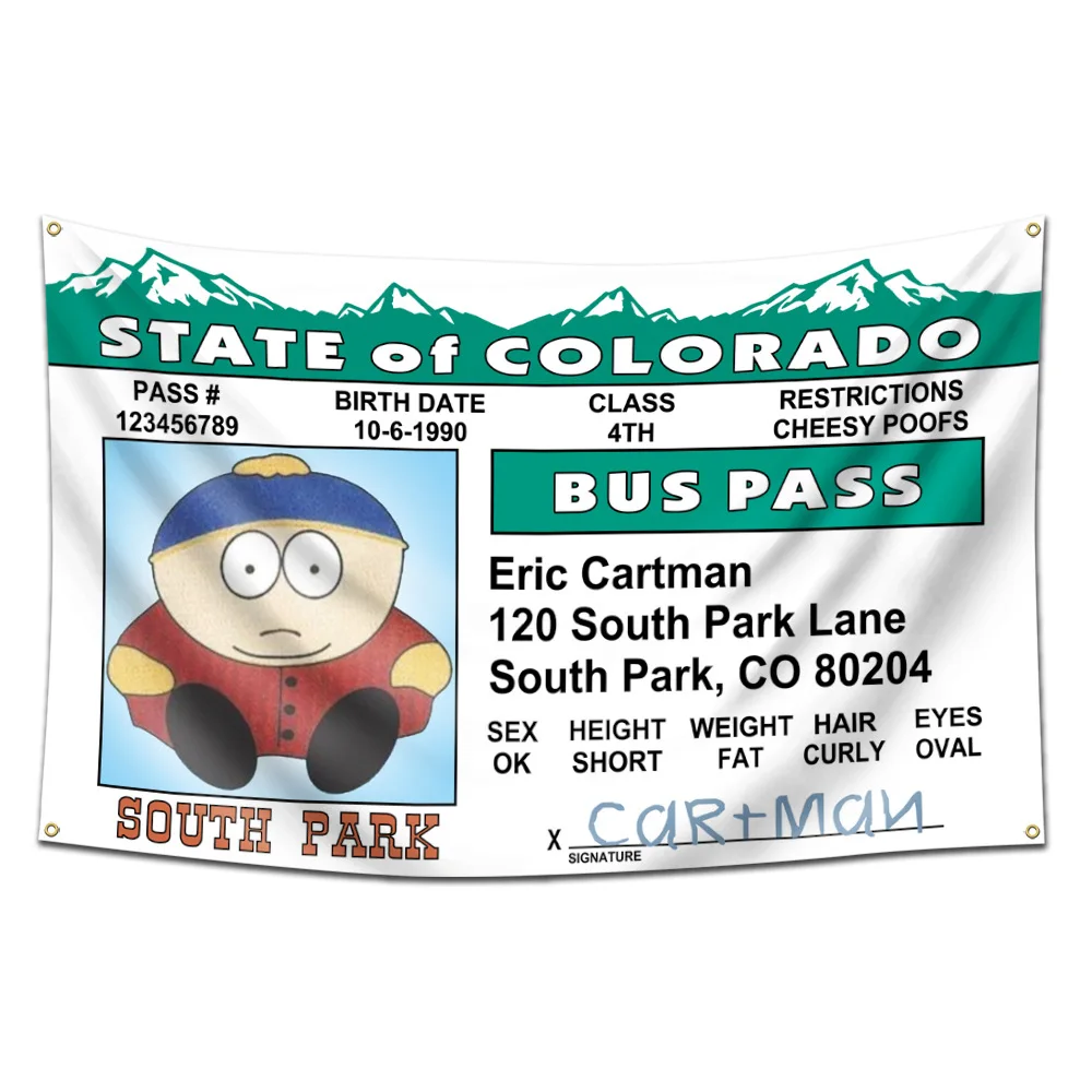 

3x5Ft South Park Eric Cartman Flag with 2 Brass Grommets Garage Decor Wall Man Cave Banner