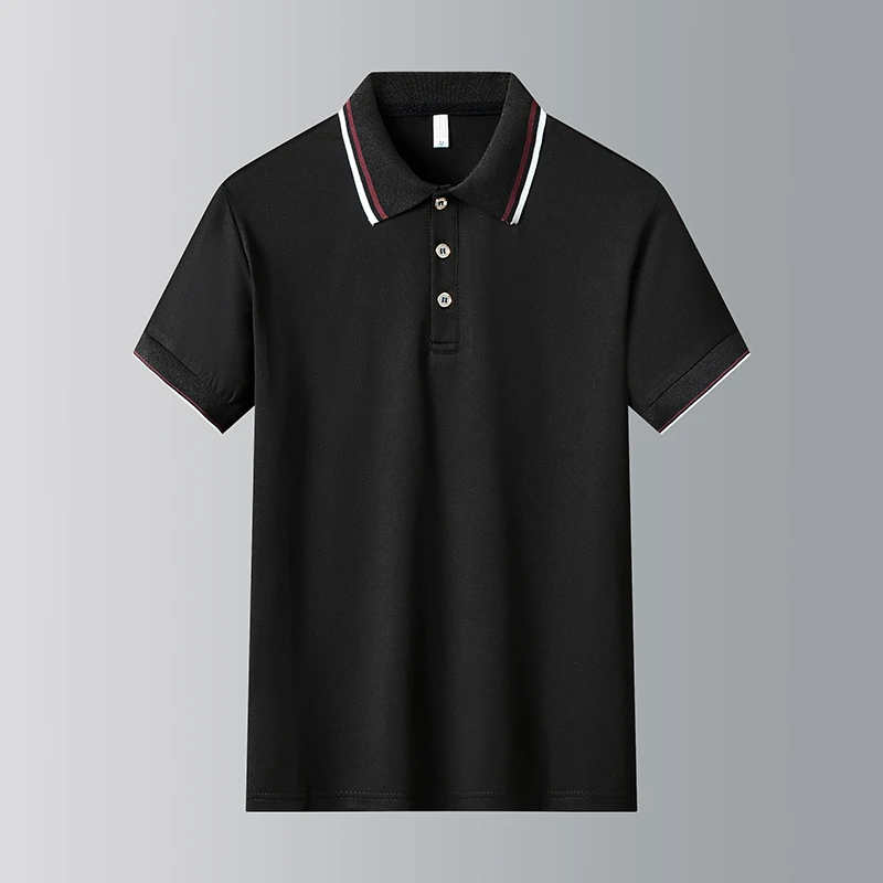 KKSKY Summer NEW Black Men's Polo Shirts Polyester Short Sleeve Male Polos Shirts Fashion Basic Solid Men Clothing Ovesized 4XL