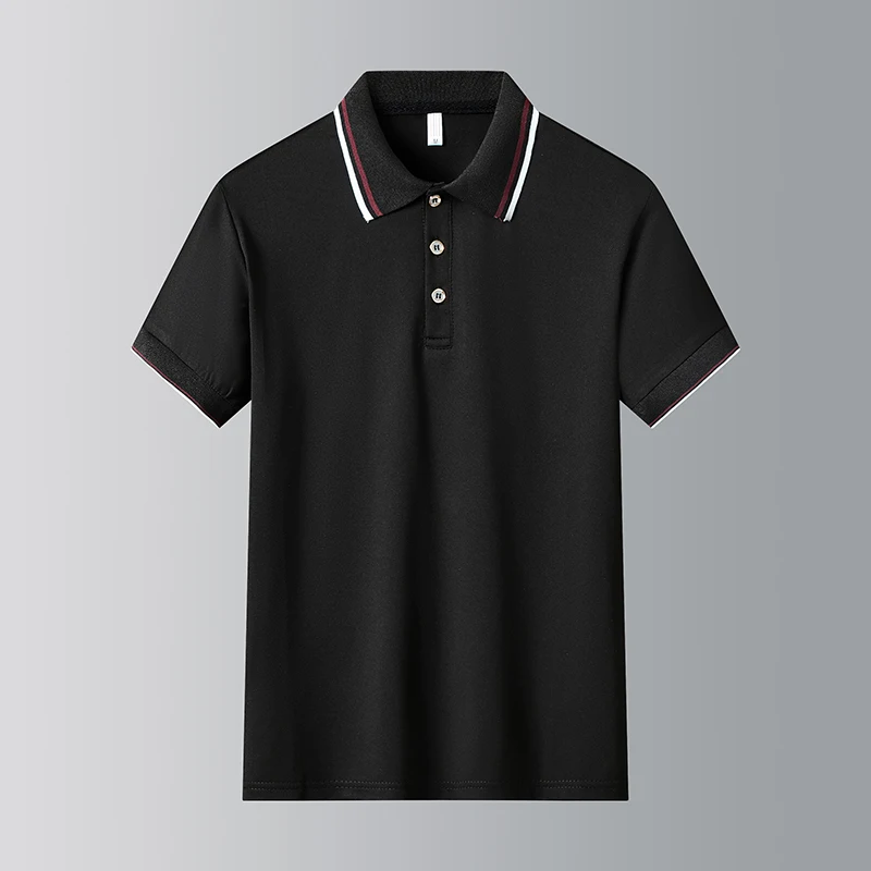 

KKSKY Summer NEW Black Men's Polo Shirts Polyester Short Sleeve Male Polos Shirts Fashion Basic Solid Men Clothing Ovesized 4XL