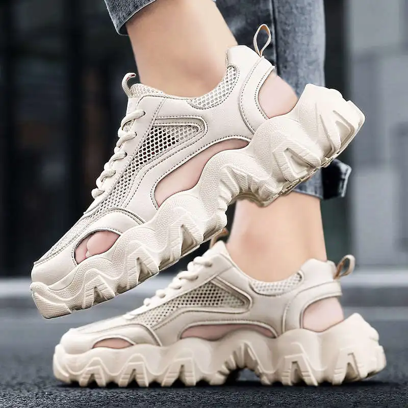 

Сандалии Sandles мужские кожаные, роскошные неповседневные шлепанцы на каблуке, трендовая летняя обувь для пастельного тенниса