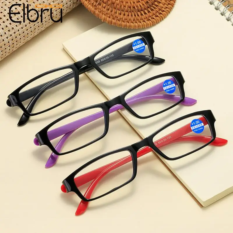 

Elbru Anti Blue Light Blocking Reading Glasses Women Men Small Square Presbyopic Eyewear Spectacles Diopter With+1 to+3.5 Unisex
