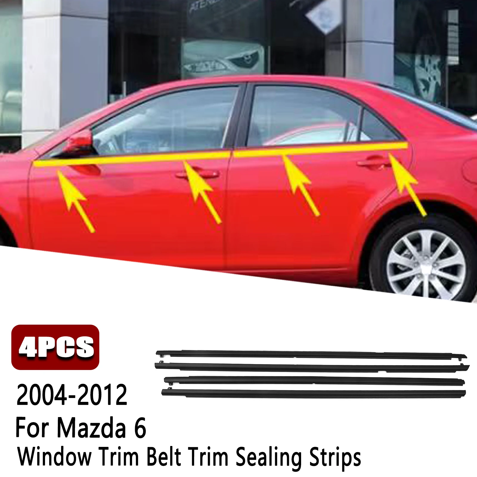 

4Pcs Car Window Glass Weatherstrip Belt Trim Front Rear Outer Windows Sealing Strips For Mazda 6 2004-2012