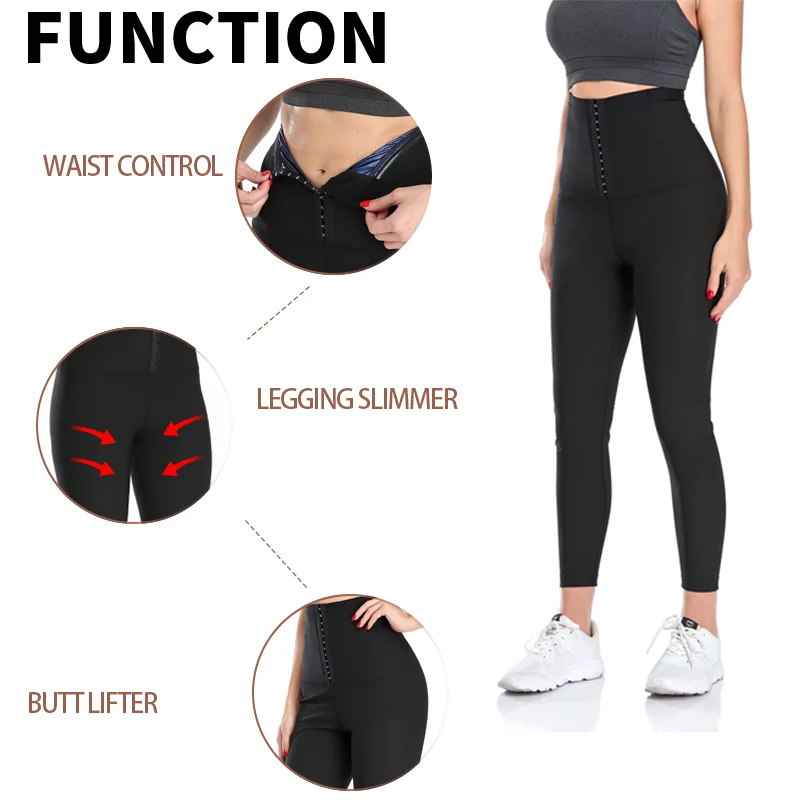 Women Thermo Sauna Pants High Waist Slimmer Tights Long Slimming Leggings Sweat Fitness Workout Pant Shaper Compression Capris