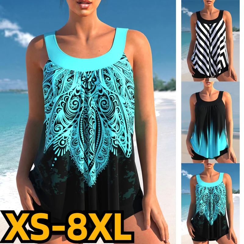 

Новинка лета 2023, женский пляжный купальник в стиле ретро с 3D принтом, женский купальный костюм на бретельках с открытой спиной, Женский танкини из двух частей с высокой талией