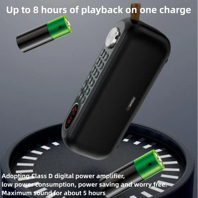 SANSUI F76 Портативный Bluetooth-динамик Открытый бас Беспроводной динамик FM-радио Ручка