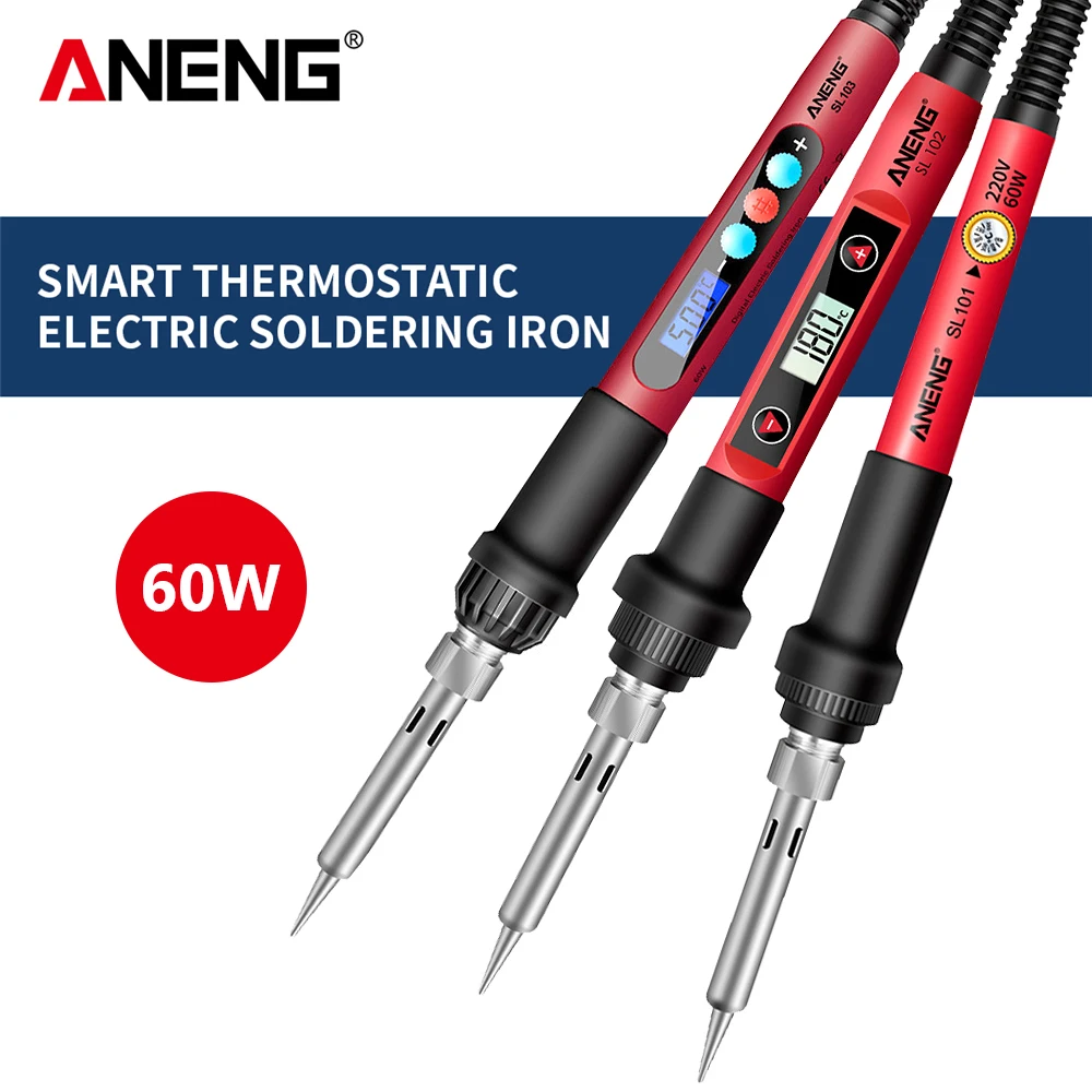 

New 60W Electric Soldering Iron LCD Digital Display Adjustable Constant Temperature Welding Tool Kit 110V 220V Rework Repair Set