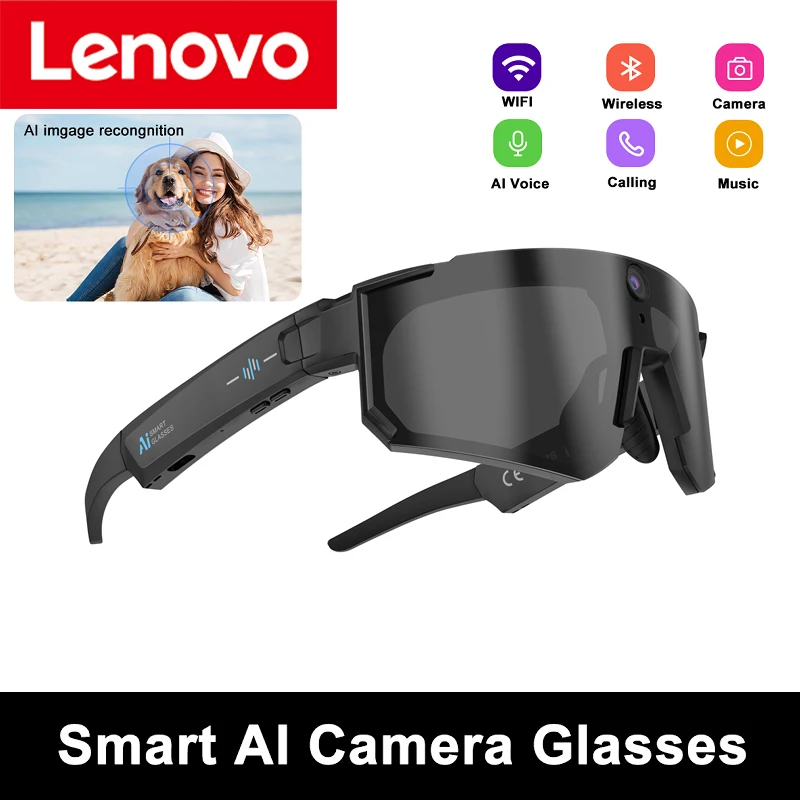 Фото Умные очки Lenovo для велоспорта с камерой 800 МП, фотохромные, с Bluetooth-звонками, фото- и видеосъемкой, музыкой, ChatGPT и функцией перевода №1