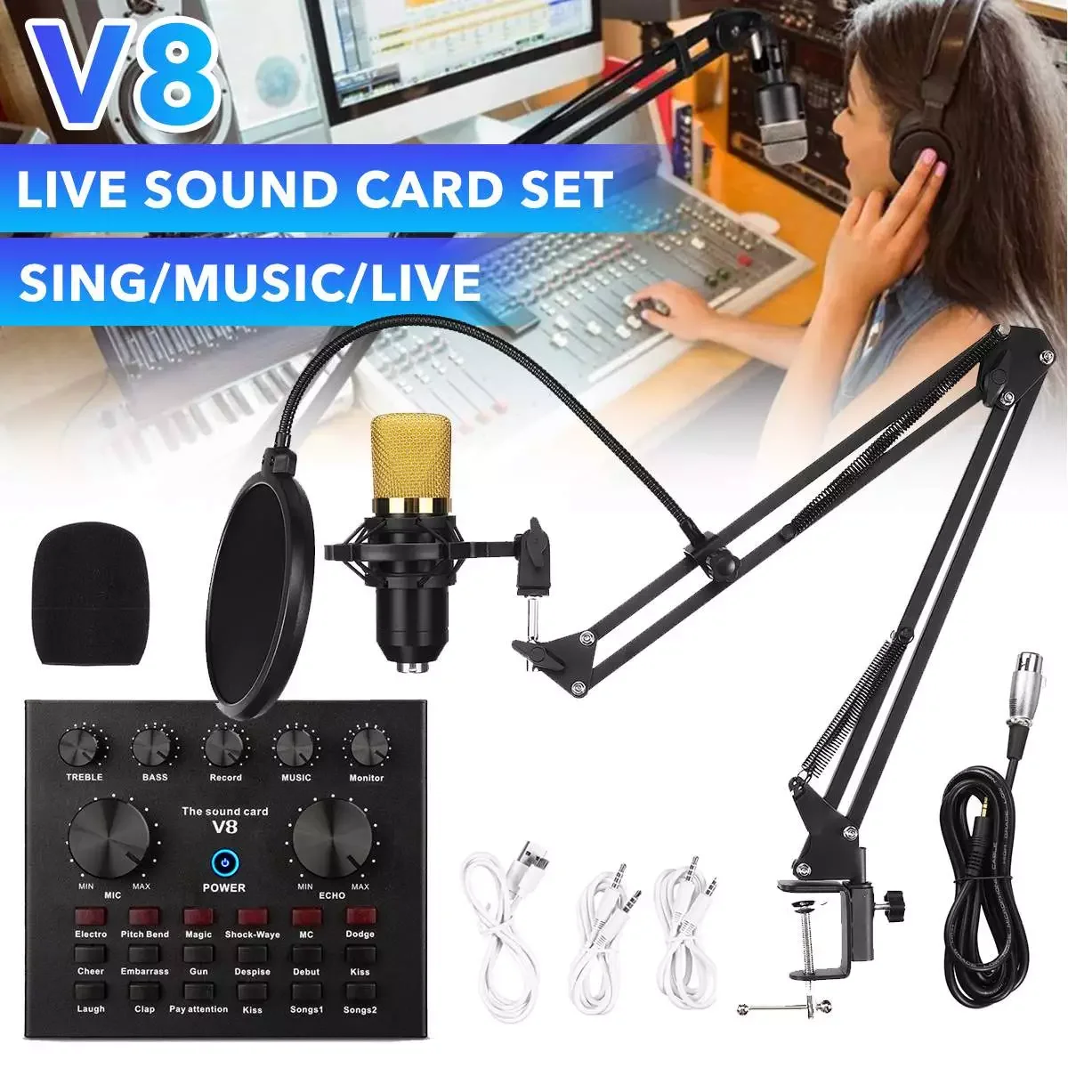 

2023New BM 800 Karaoke Microphone BM800 Studio Condenser Mikrofon Mic bm-800 For KTV Radio Braodcasting Singing Recording comput