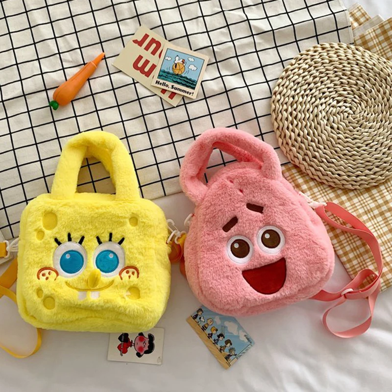 

Spongebob Squarepants Plush Bag Kawaii Anime Patrick Star Plush Bag Cartoon Shoulder Phone Bag Cute Doll Handbag for Party Gifts