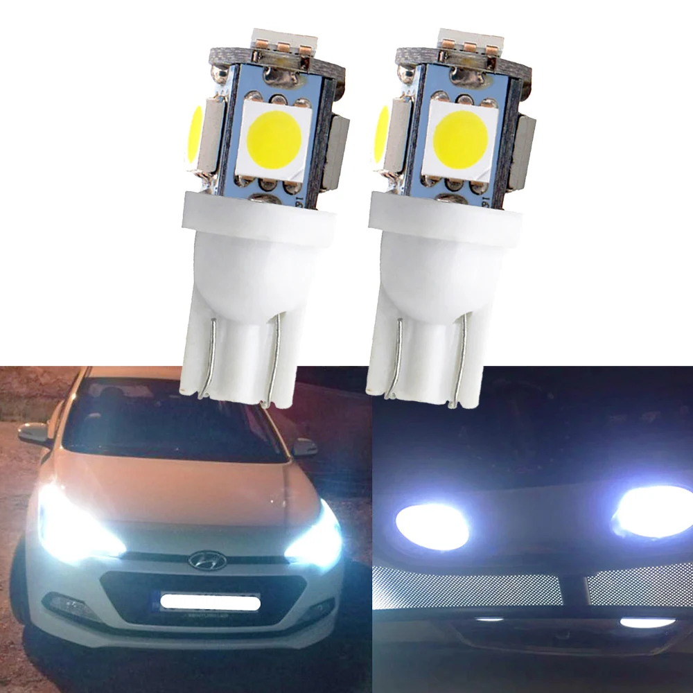 

2x Car LED T10 W5W 5050 5SMD Multicolor Wedge Light DC 12V License Plate Bulbs Marker Light Reading Dome Trunk Bulbs Backup Lamp