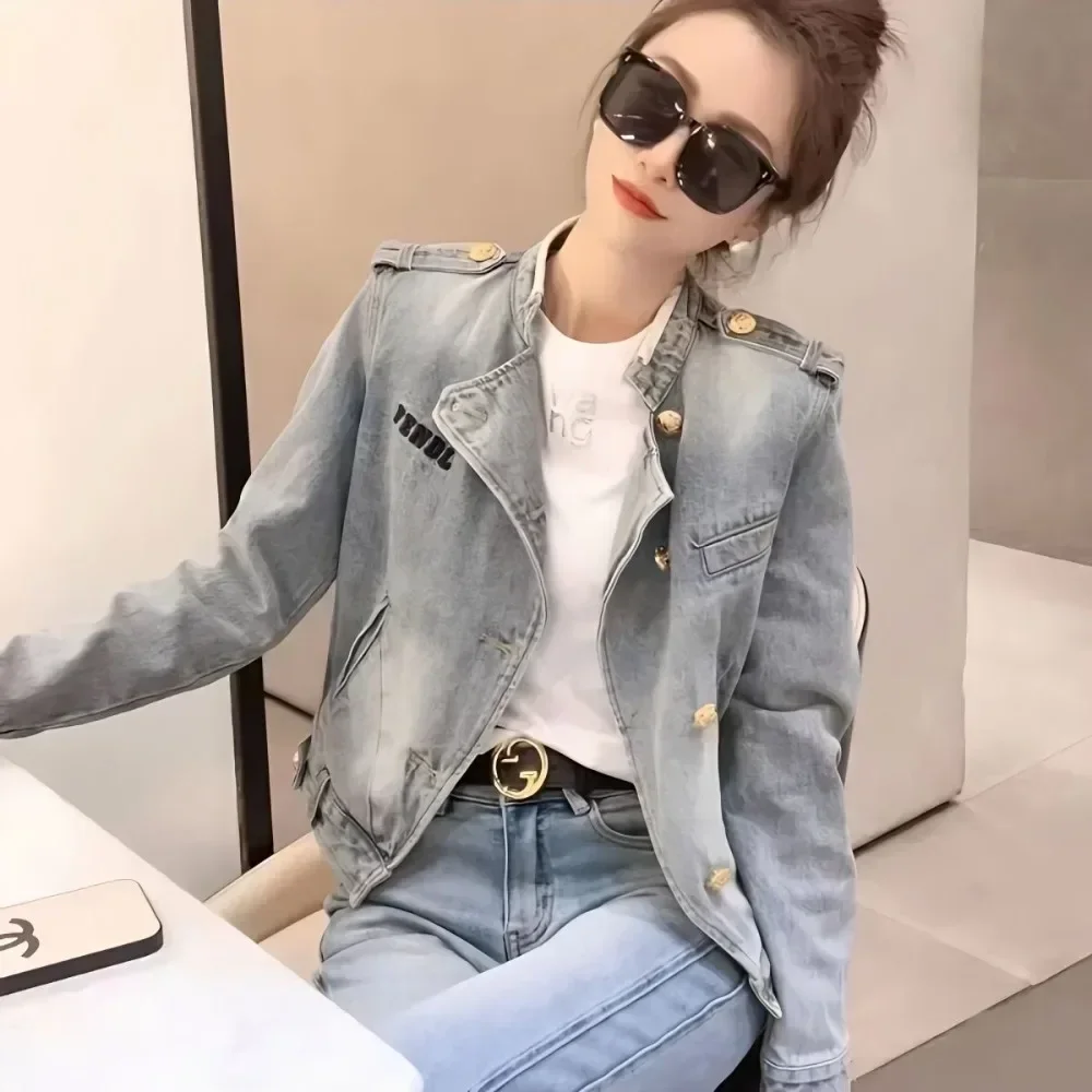 Новое поступление 2024 весенне-осенние женские джинсовые пальто Y2k модная корея