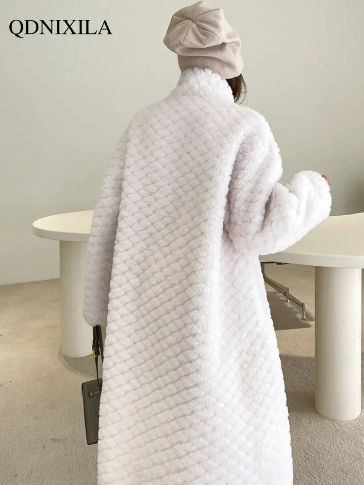 Winter Coat for Women 2022 Jackets Double-breasted Full-lamb-wool Particle Shearling Sheepskin Coat，Long Fur Female Coats