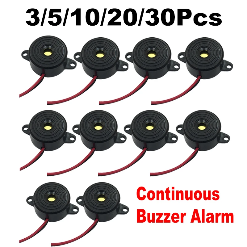 

3/5/10/20/30Pcs Durable 3-24V Piezo Electronic Buzzer Alarm 95DB Continuous Sound Beeper For Arduino Car Van Universal Fit