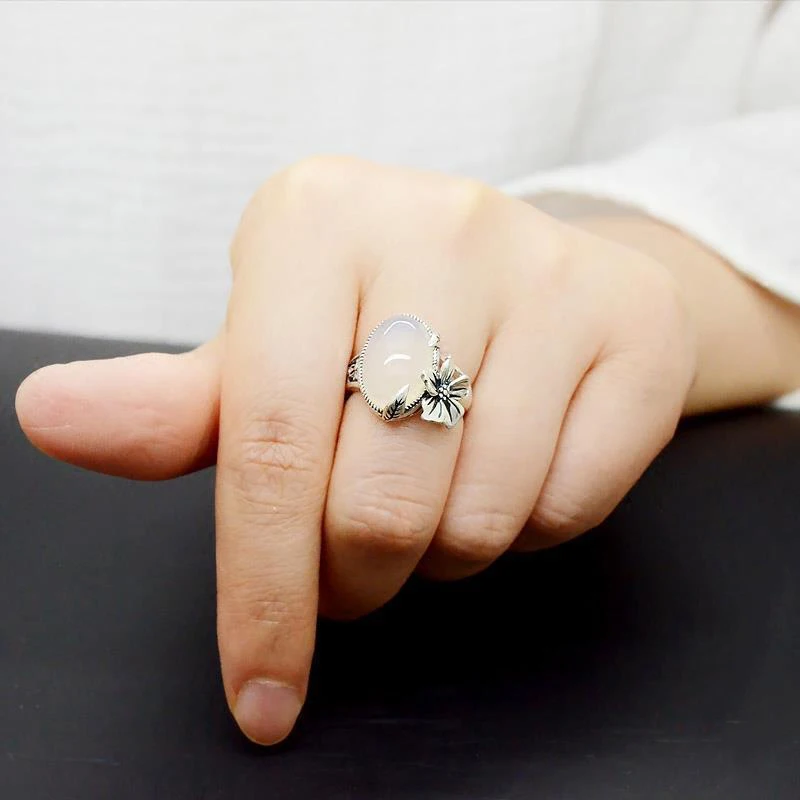 Новый серебряный оригинальный дизайн цветок сливы с инкрустацией натурального