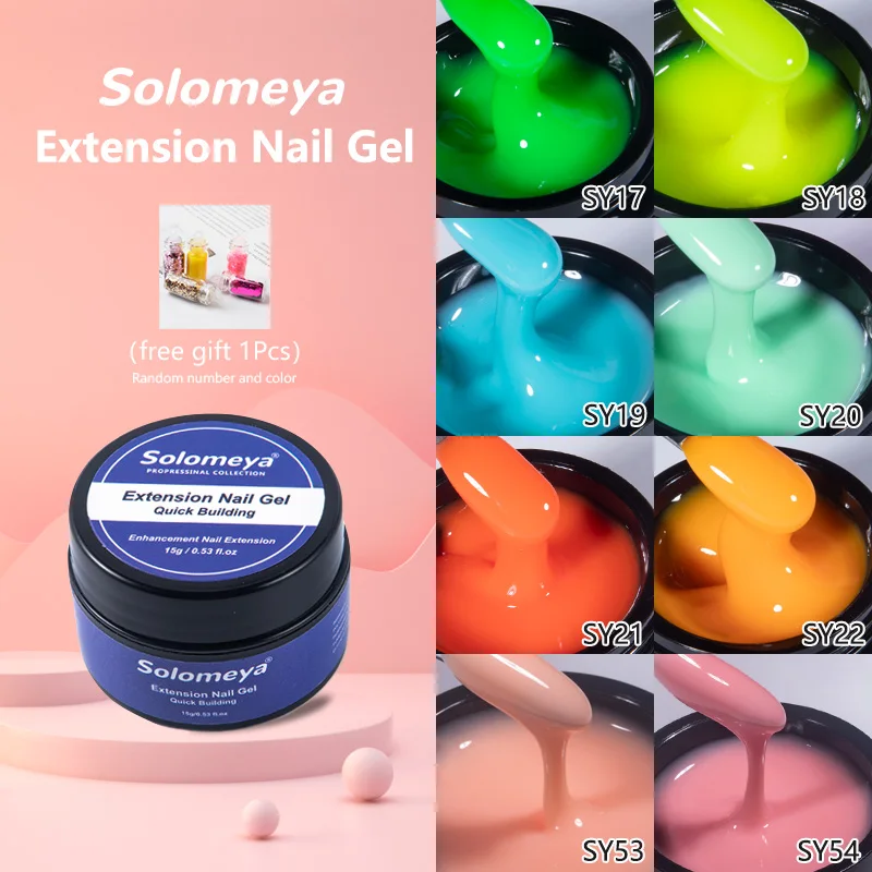 

Solomeya Green Yellow Blue Extension Gel Varnish For Nail Quick Building DIY Design Long Lasting Self Leveling UV Nail Gel