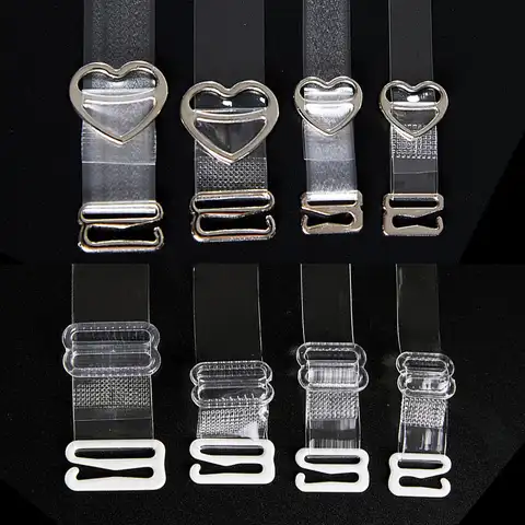 1Pair Women Transparent Bra Strap Silicone Non-Slip Adjustable Invisible Shoulder Straps Metal Hook Belts Underwear Accessories