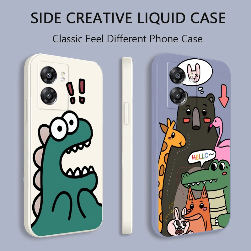 

Cartoon Little Monster Phone Case For OPPO Find X5 X3 Lite F21 A96 A94 A93 A77 A76 A74 A72 A57 A53S A16 A9 5G Liquid Rope