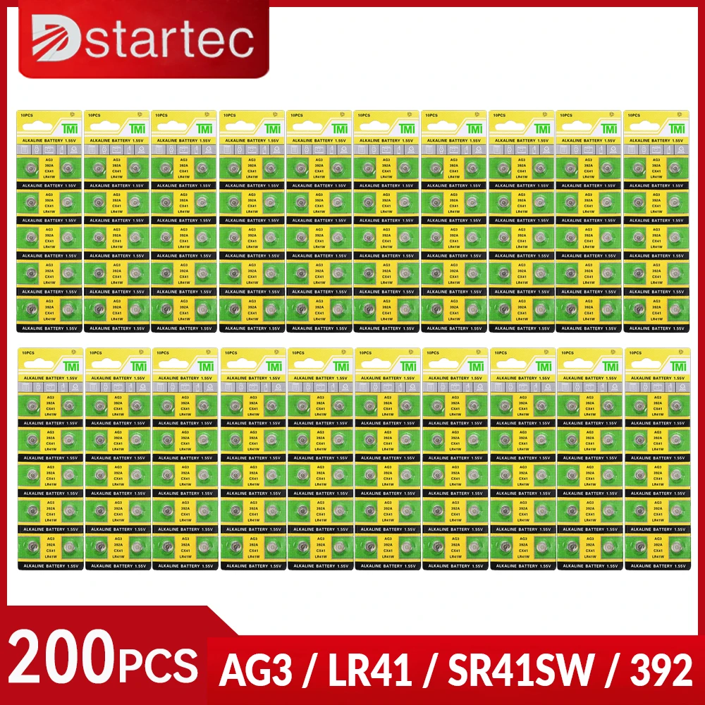 Кнопочные батарейки AG3 LR41, 2023 шт., 200 в, SR41 1,55 392 L736 192 SR41SW CX41, батарейки для монет, щелочные часы, игрушки, батарейка для часов, новинка 384