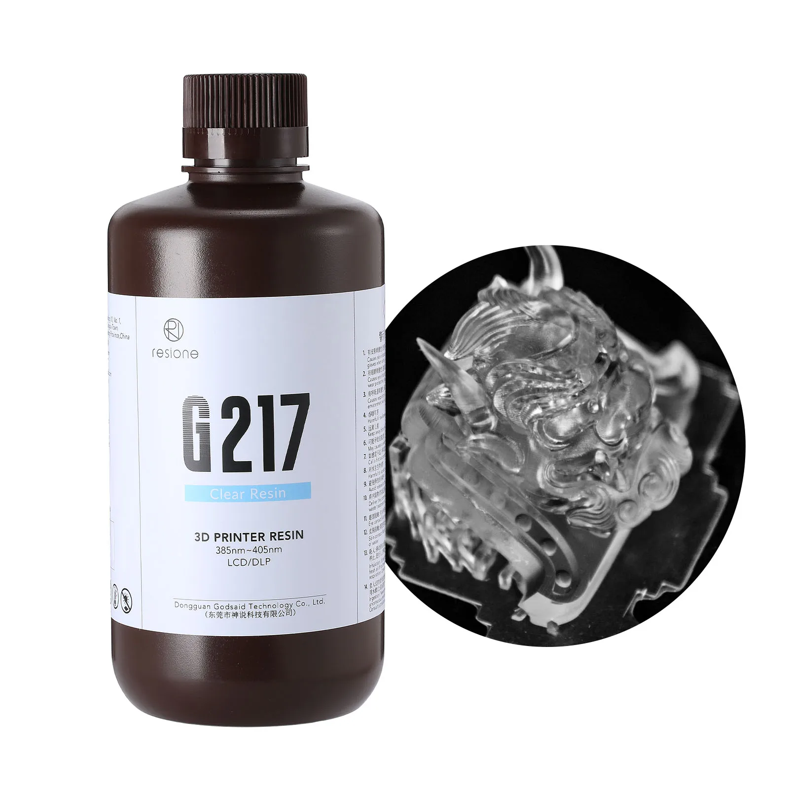 RESIONE High Transparent UV 3D Resin G217 Clear ABS-Like Resin Non-Yellowing Tough Rigid Resin For Anycubic Resin UV 3d Printer