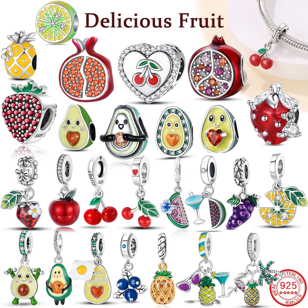 Оригинальный кулон из стерлингового серебра 925 пробы милый клубника ананас вишня