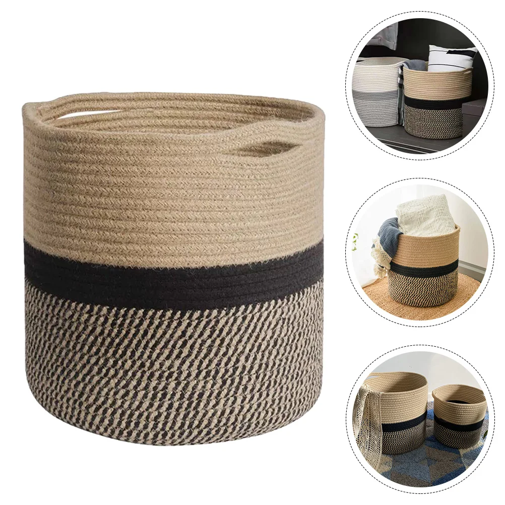 

Cotton Woven Flowerpot Sundries Storage Organizer Laundry Basket for Home