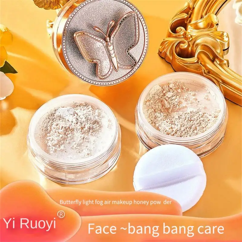 

Loose Powder Butterfly Honey Powder With Puff Light Breathable Waterproof Oil Control Cosmetic Makeup Concealer Powder