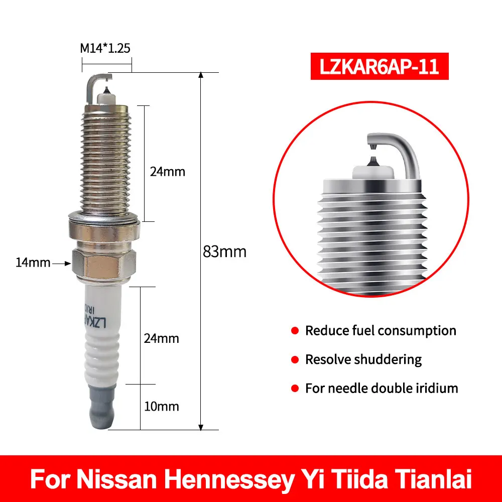 Фото 6643 LZKAR6AP-11 Двойная иридиевая свеча зажигания для NISSAN TIIDA X-TRAIL SUNNY QASHQAI LIVINA HR16DE MR20DE HR15DE MR18DE MR20 №5