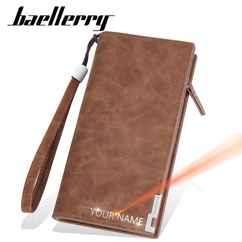 Длинные мужские кошельки для телефона Большая вместительная сумка с гравировкой