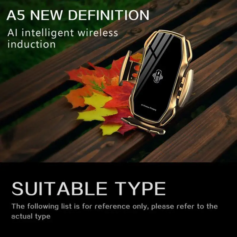 

Universal A5 15W Wireless Car Charger Automatic Clamping Fast Charging Phone Holder Mount Car for iPhone 11 Huawei Samsung New