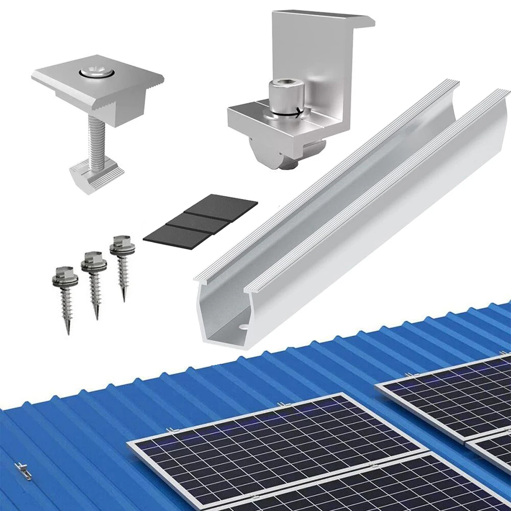 

Solar Panel Mount Bracket Rails Clamp Fastening Module Mount Mounting PV Photovoltaic Solar Power Supplies Trapezoidal Roof