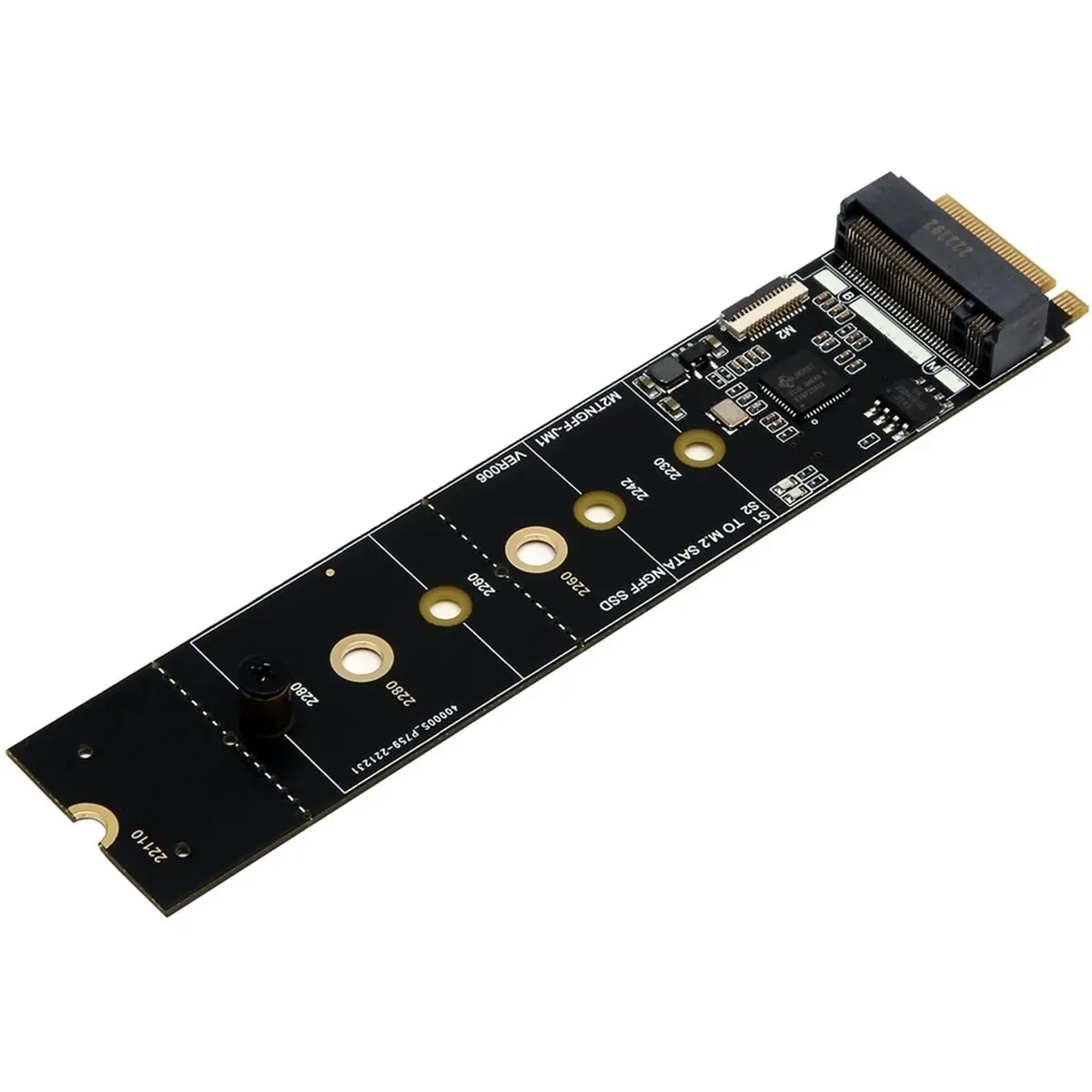 Фото Адаптер M.2 NVME на M.2 SATA SSD, переходник с ключа M на ключ B+M, карта-адаптер M2 с чипом JMB582 для SSD M.2 SATA форматов 2230, 2242, 2260, 2280. №5