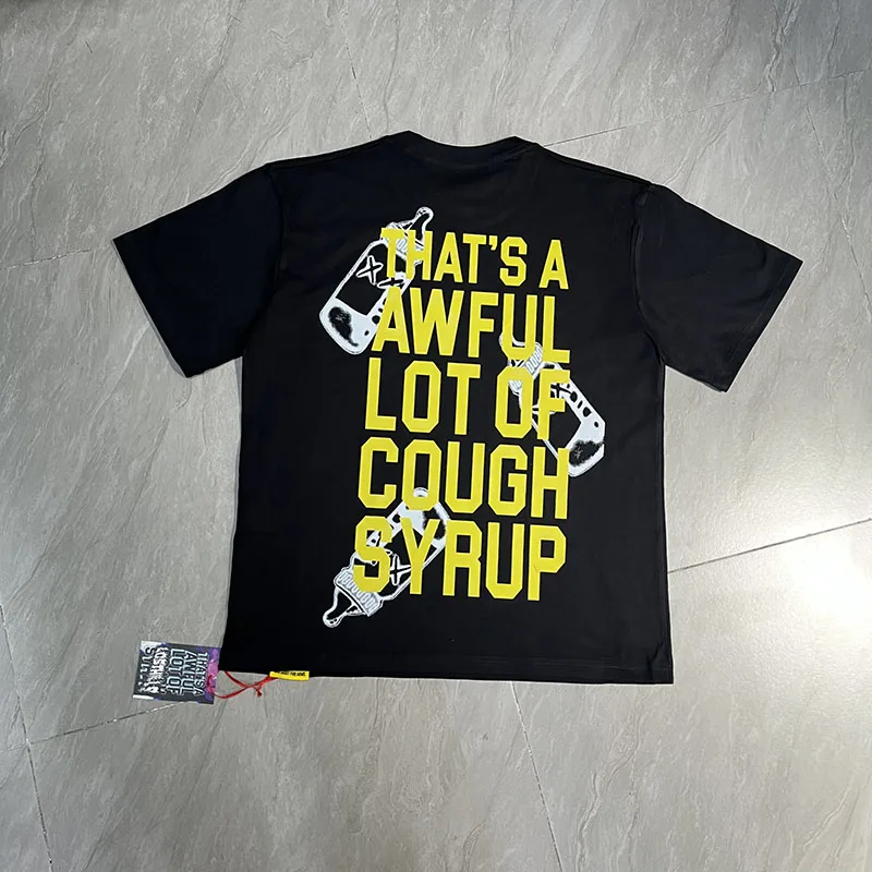 Фото Новинка. Мужская футболка SA AWFUL LOT OF COUGH SYRUM с буквенным принтом, повседневная, свободного кроя, с короткими рукавами №5